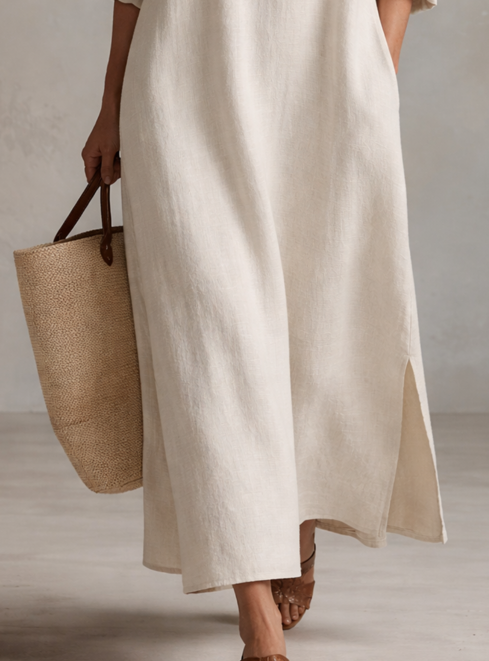 Boho Ontspannen Dag Stille Nomade Witte Midi Jurk