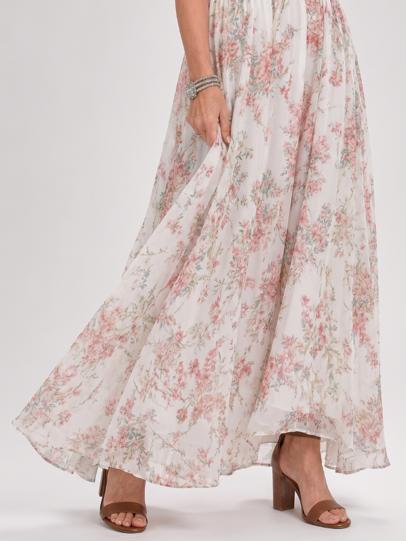 Guinevere | Midi-jurk met bloemenprint en zwierige rok