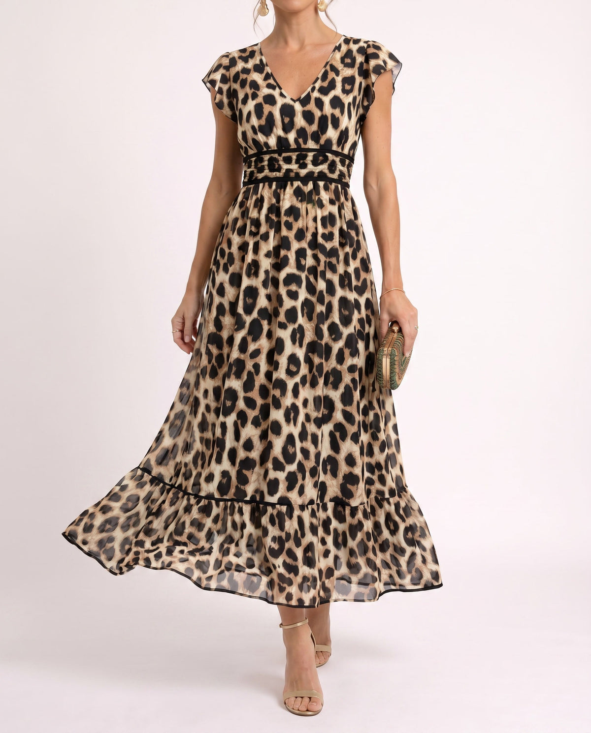 Maxi-jurk met bloemenprint en V-hals
