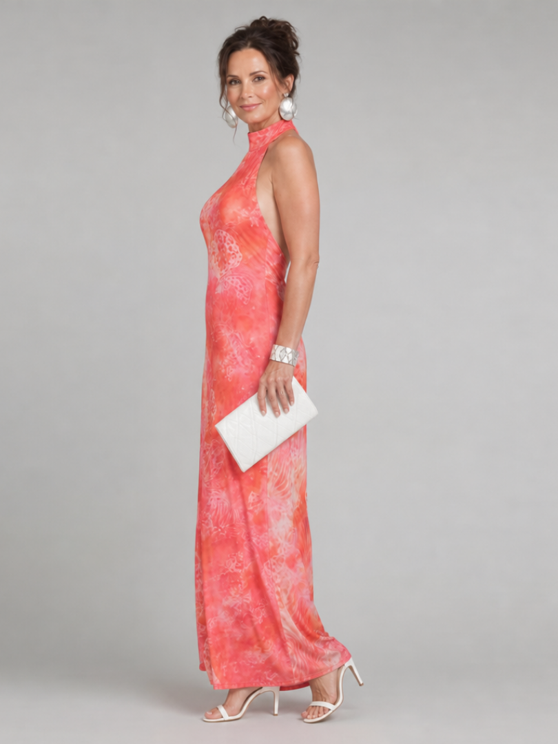Coraline | Maxi-jurk met halternek en print