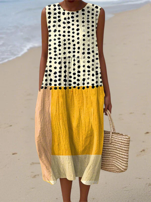 Leah™ || Polka Colorblock Midi Jurk