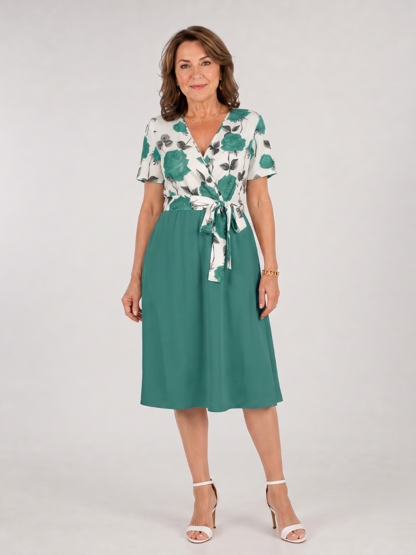 Admen | Midi-jurk met bloemenprint en strikceintuur