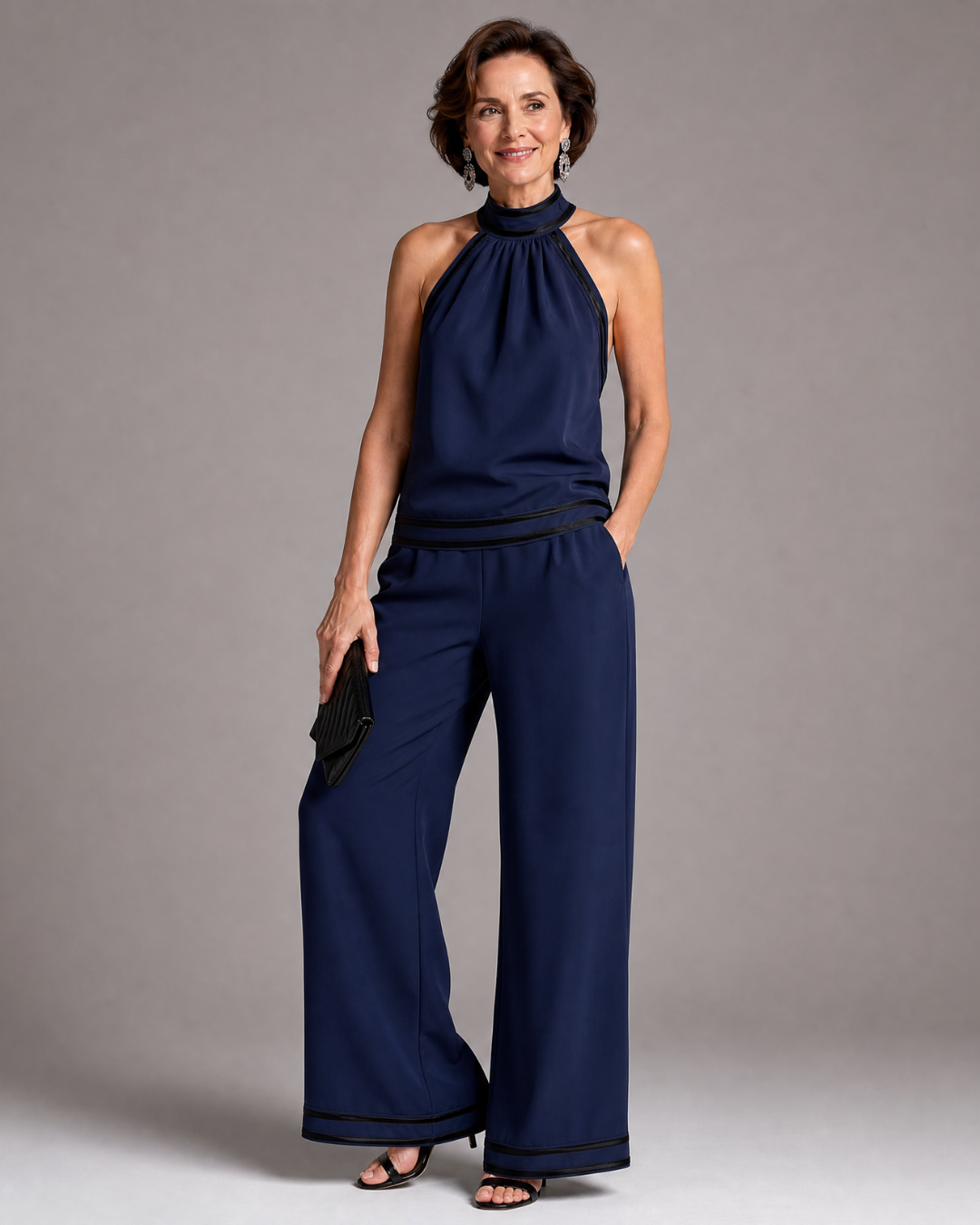 Zephyrine | Halter jumpsuit met wijde pijpen
