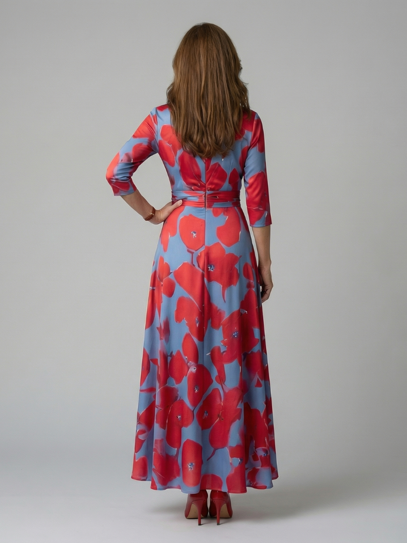Celine | Midi-jurk met gekruiste wikkelhals