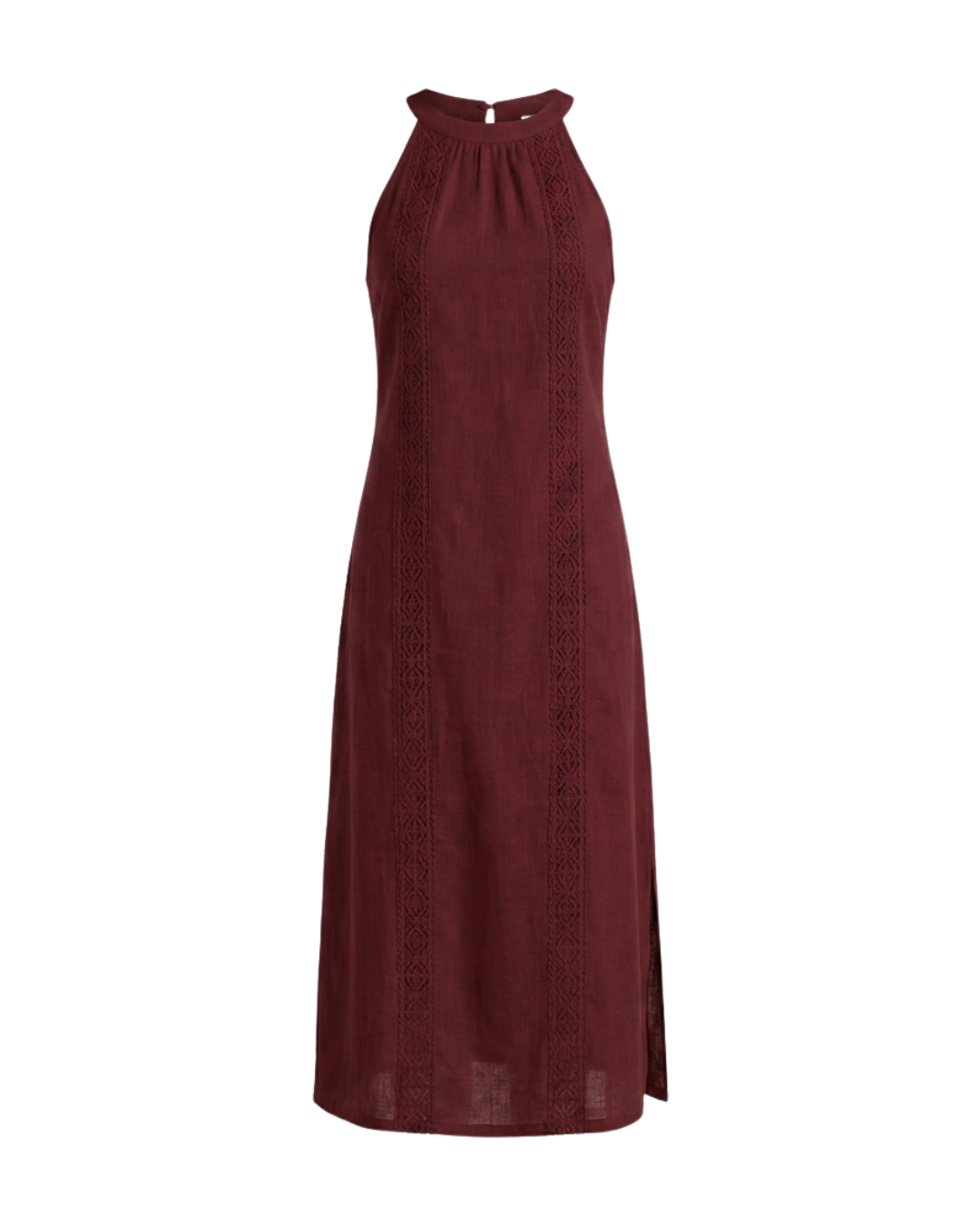 Midi-jurk met halternek en kantdetail