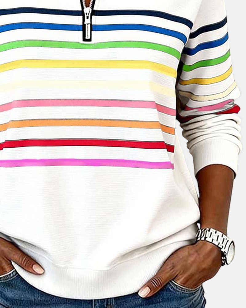Wenen | Regenboog Gestreepte Zip Sweatshirt