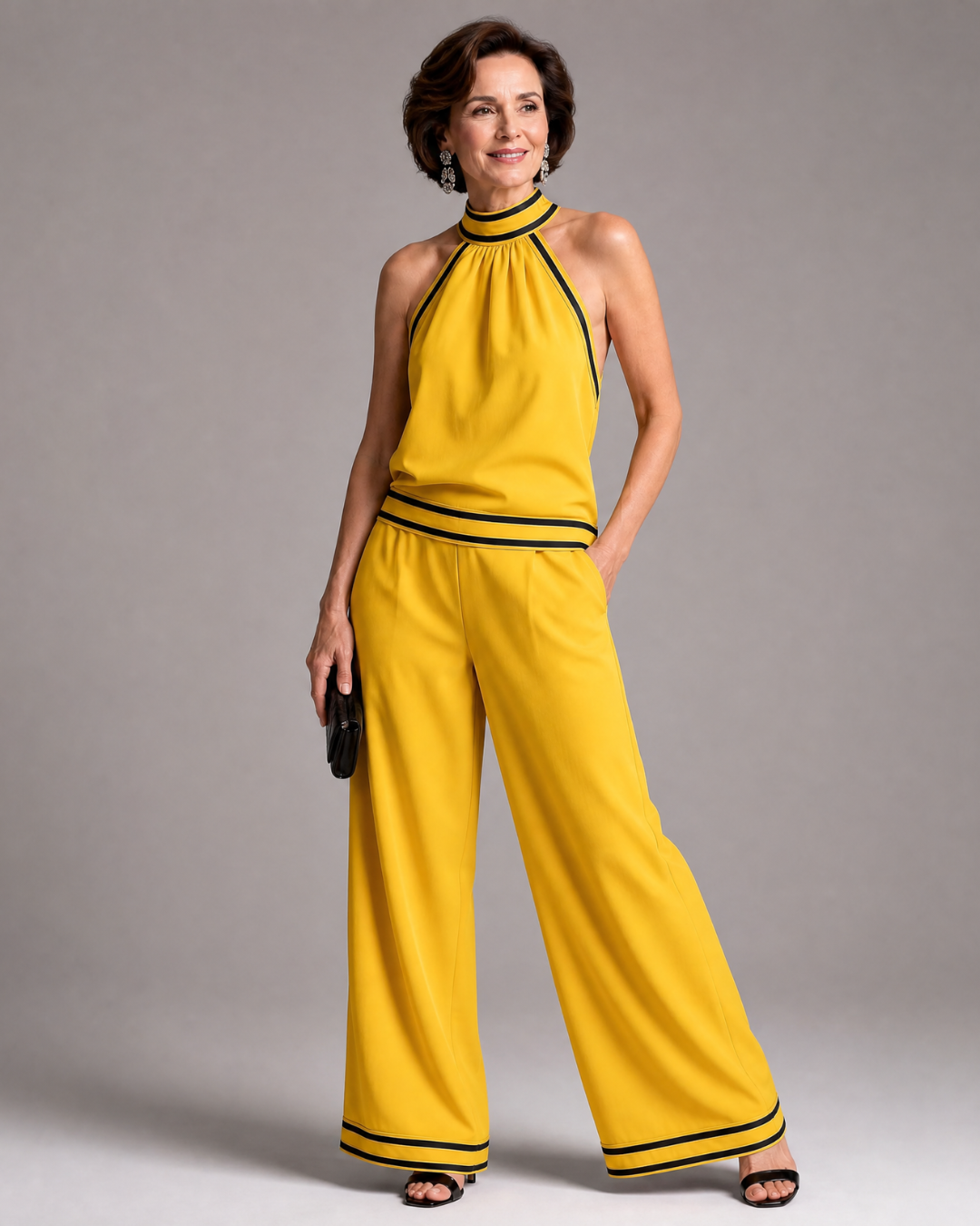 Zephyrine | Halter jumpsuit met wijde pijpen