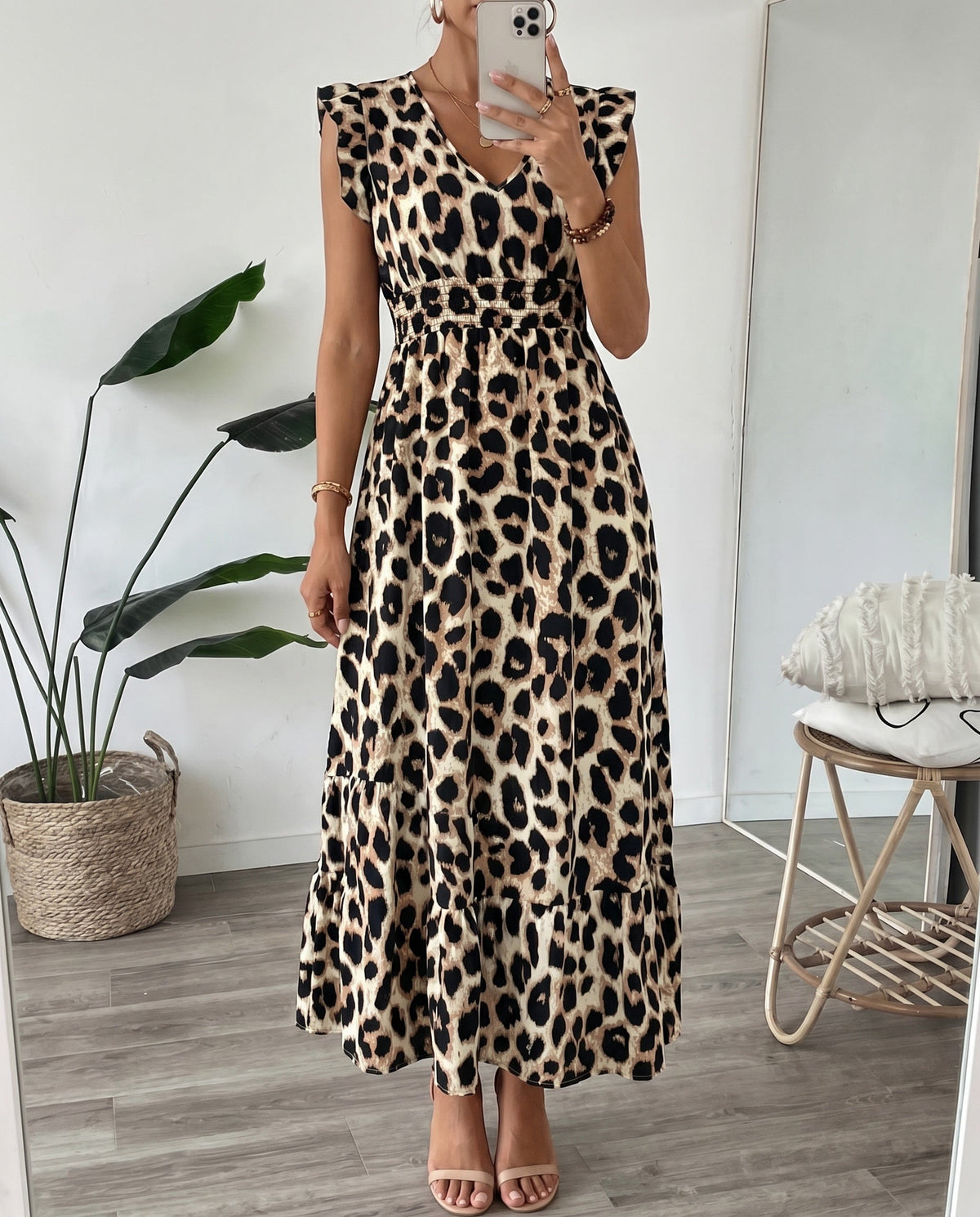 Maxi-jurk met bloemenprint en V-hals