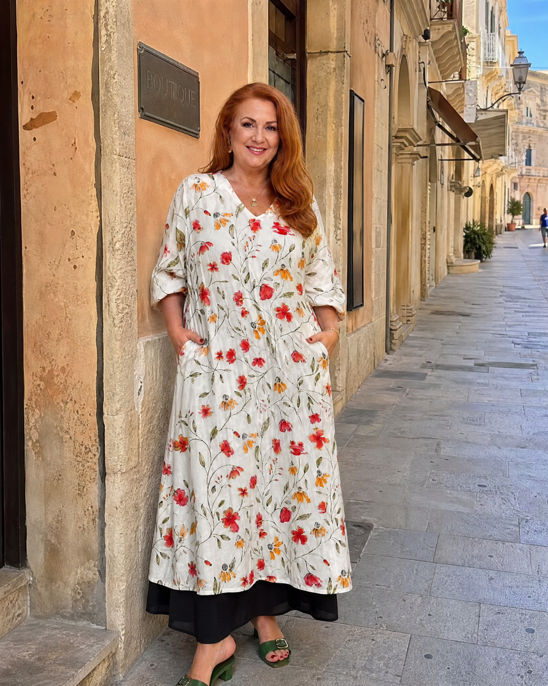 Colesum | Swingende midi-jurk met bloemenprint