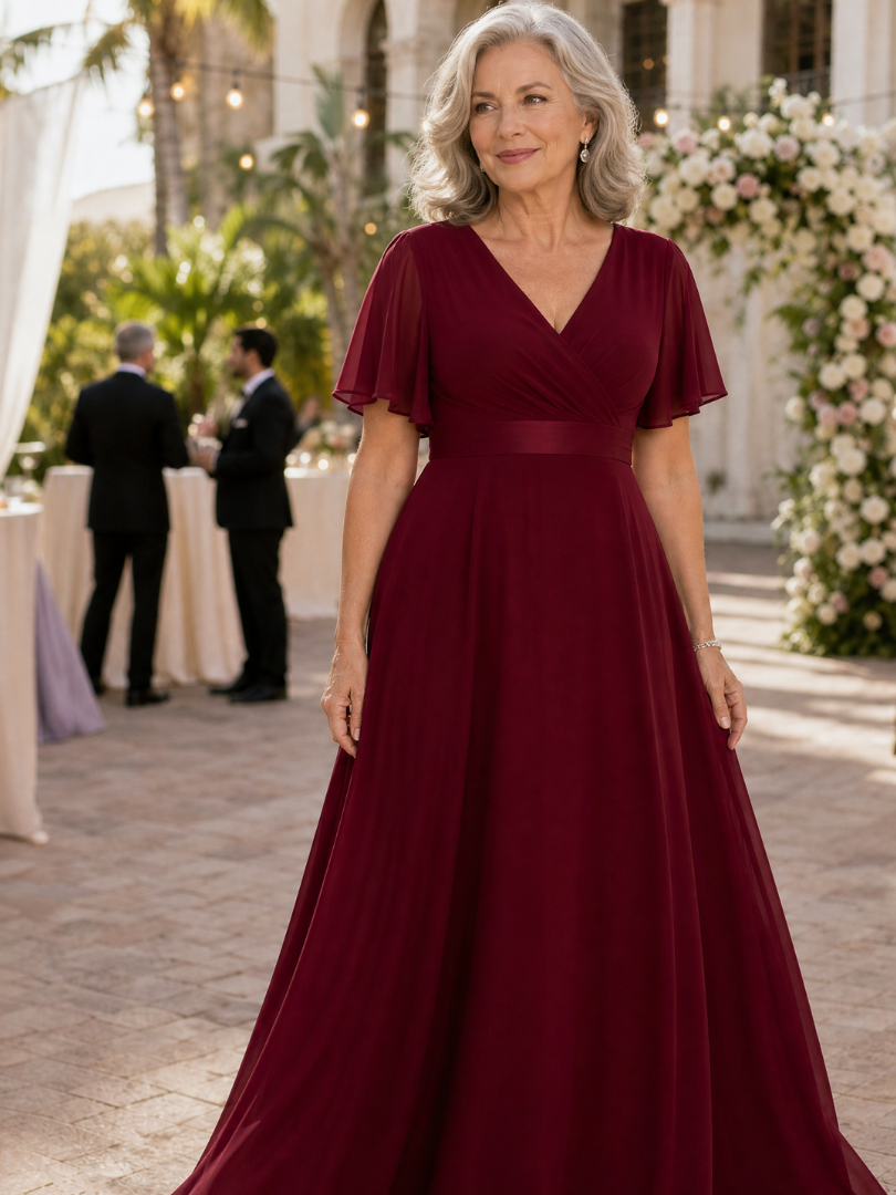 Mige | Maxi-jurk met flutter mouwen