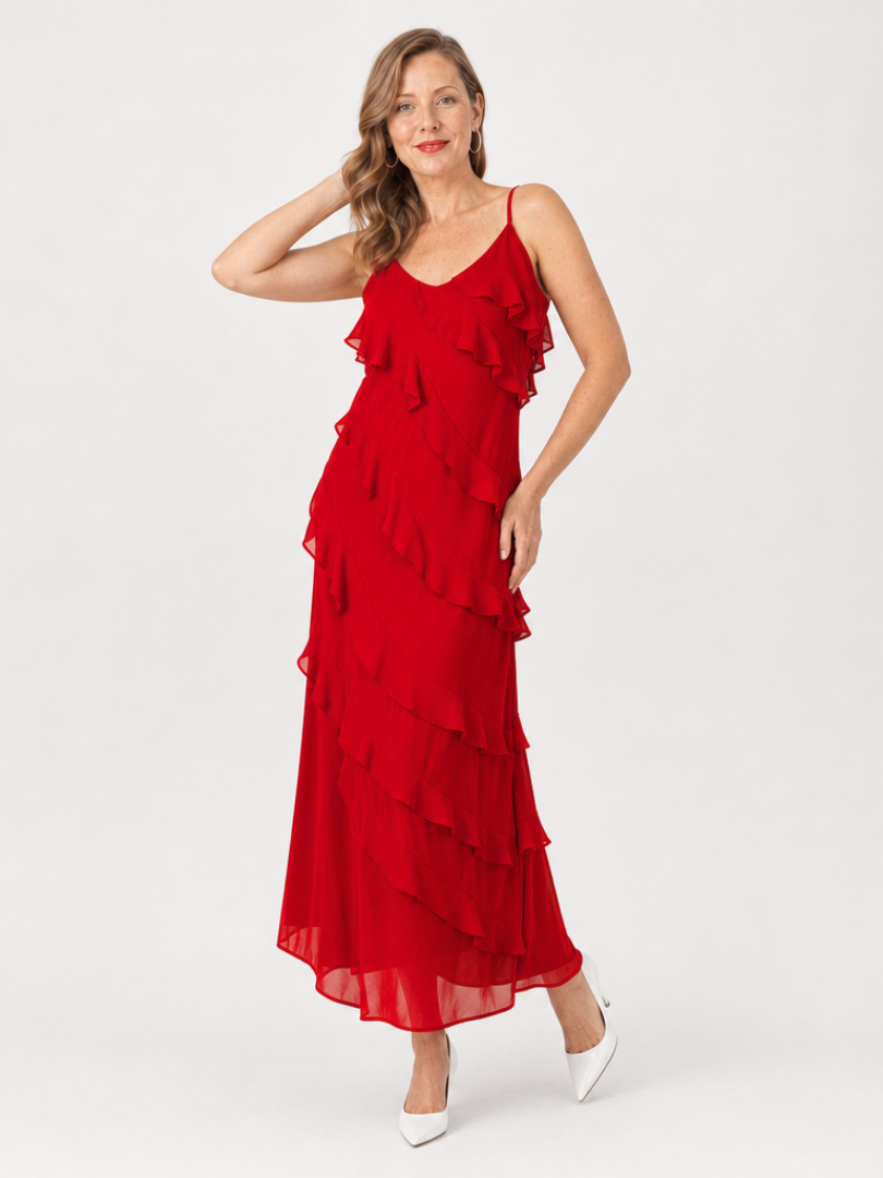Riper | Maxi-jurk met spaghettibandjes en ruches