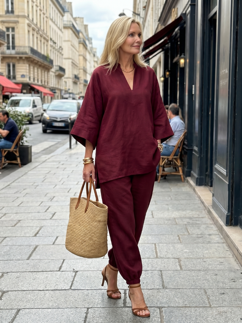 Georgiana | Tuniek met broek en V-hals