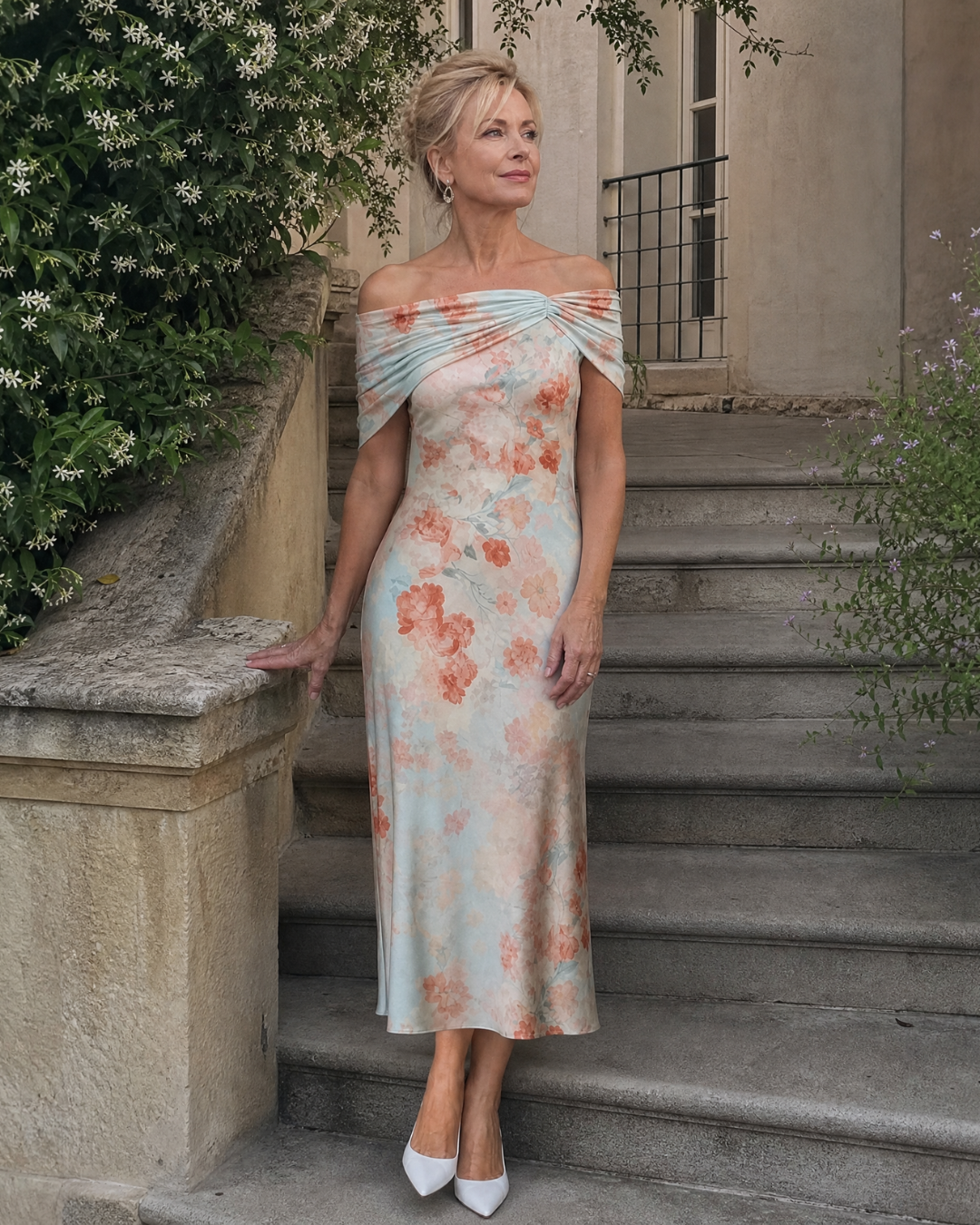 Imore | Off-shoulder midi-jurk met bloemenprint