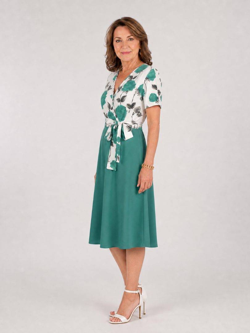 Admen | Midi-jurk met bloemenprint en strikceintuur