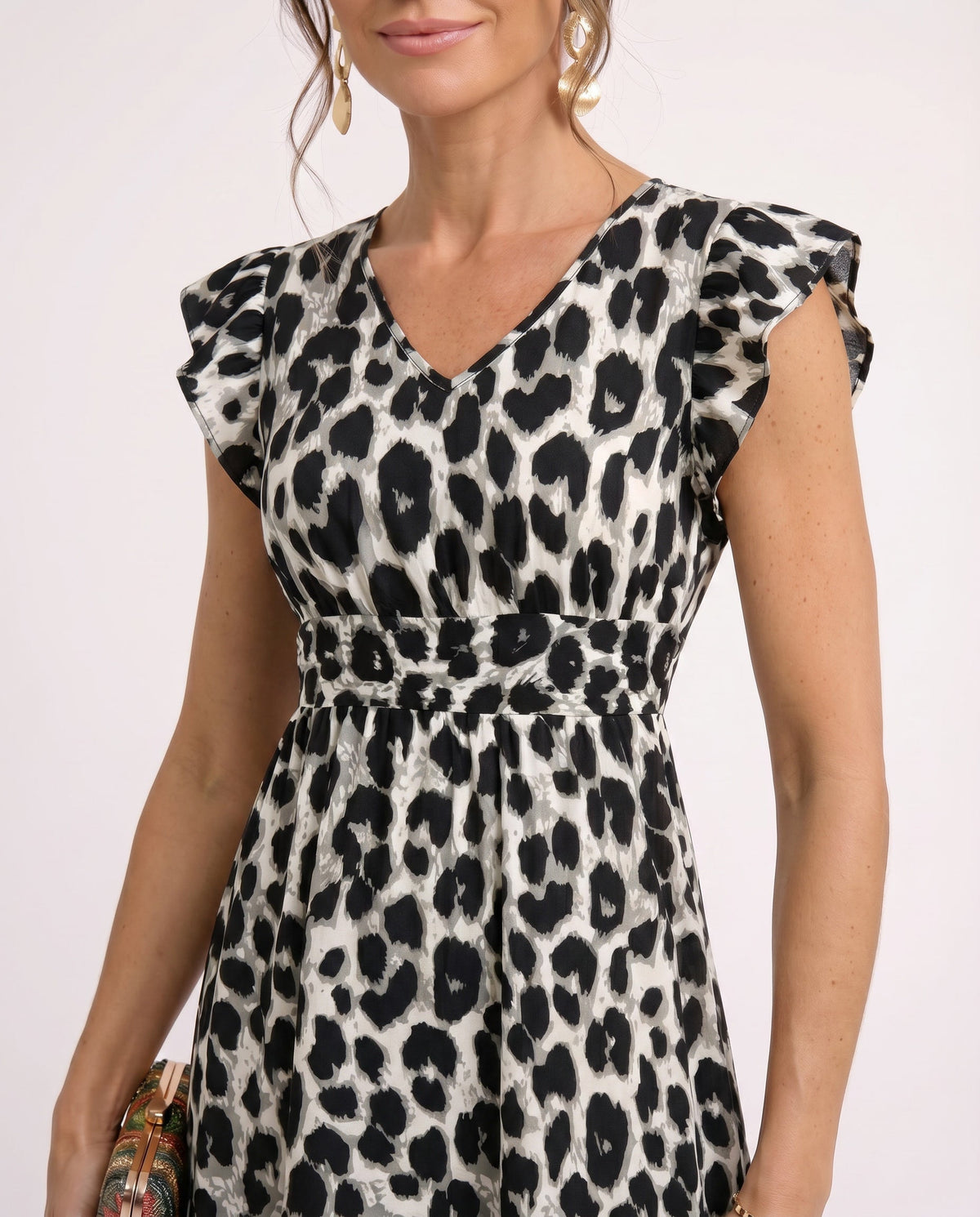 Maxi-jurk met bloemenprint en V-hals