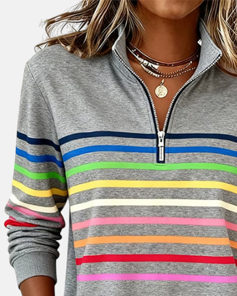 Wenen | Regenboog Gestreepte Zip Sweatshirt
