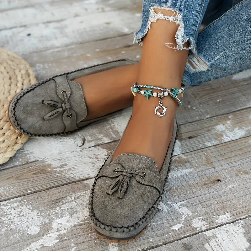 Ulyssa - Dames loafers met strikdetail en flexibele zool