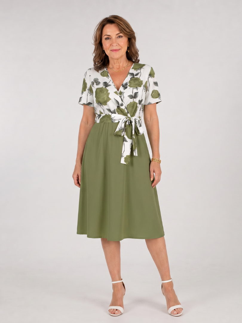 Admen | Midi-jurk met bloemenprint en strikceintuur