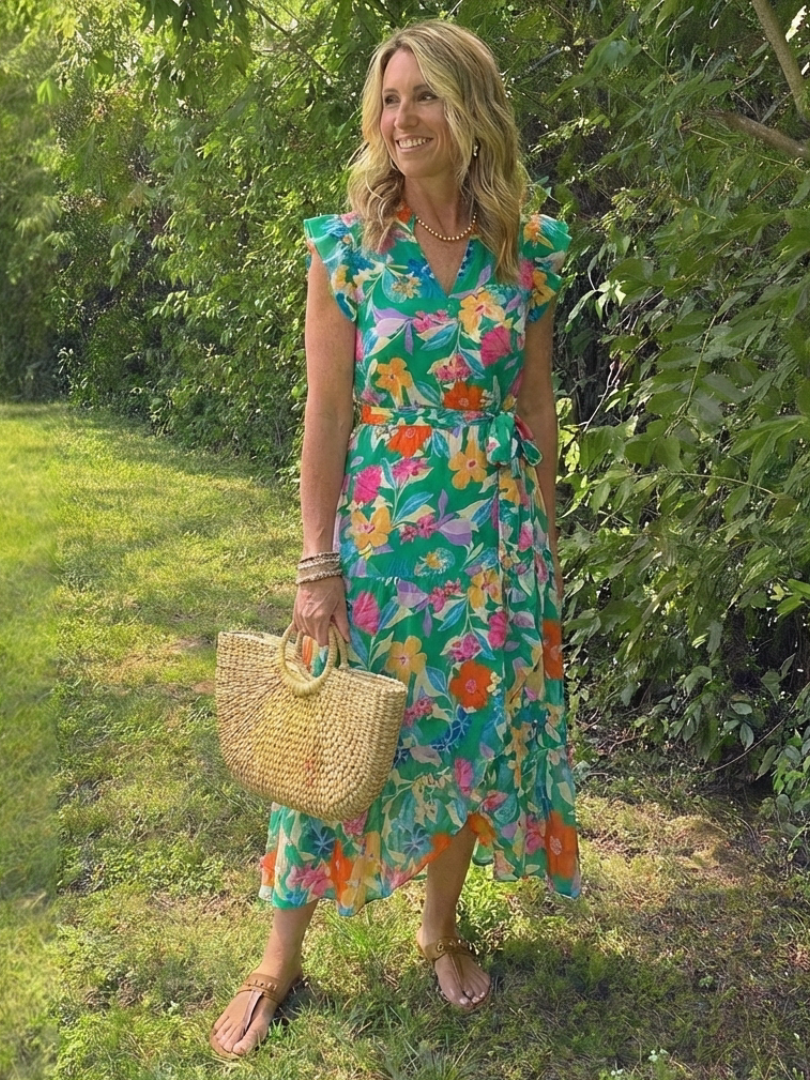 Lila | Midi-jurk met V-hals en laagjes