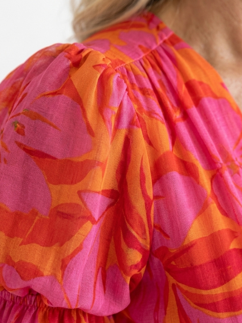 Willow | Midi-jurk met bloemenprint en pofmouw
