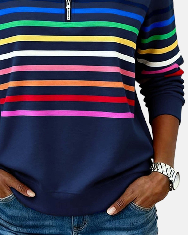 Wenen | Regenboog Gestreepte Zip Sweatshirt