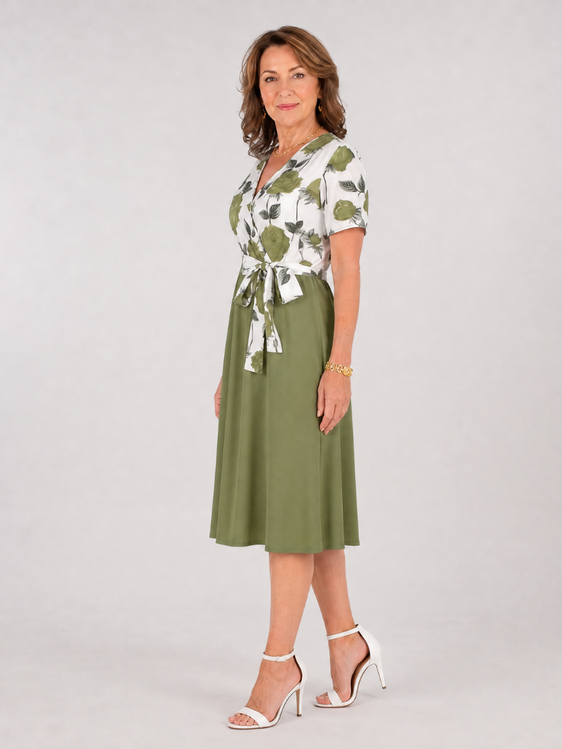 Admen | Midi-jurk met bloemenprint en strikceintuur