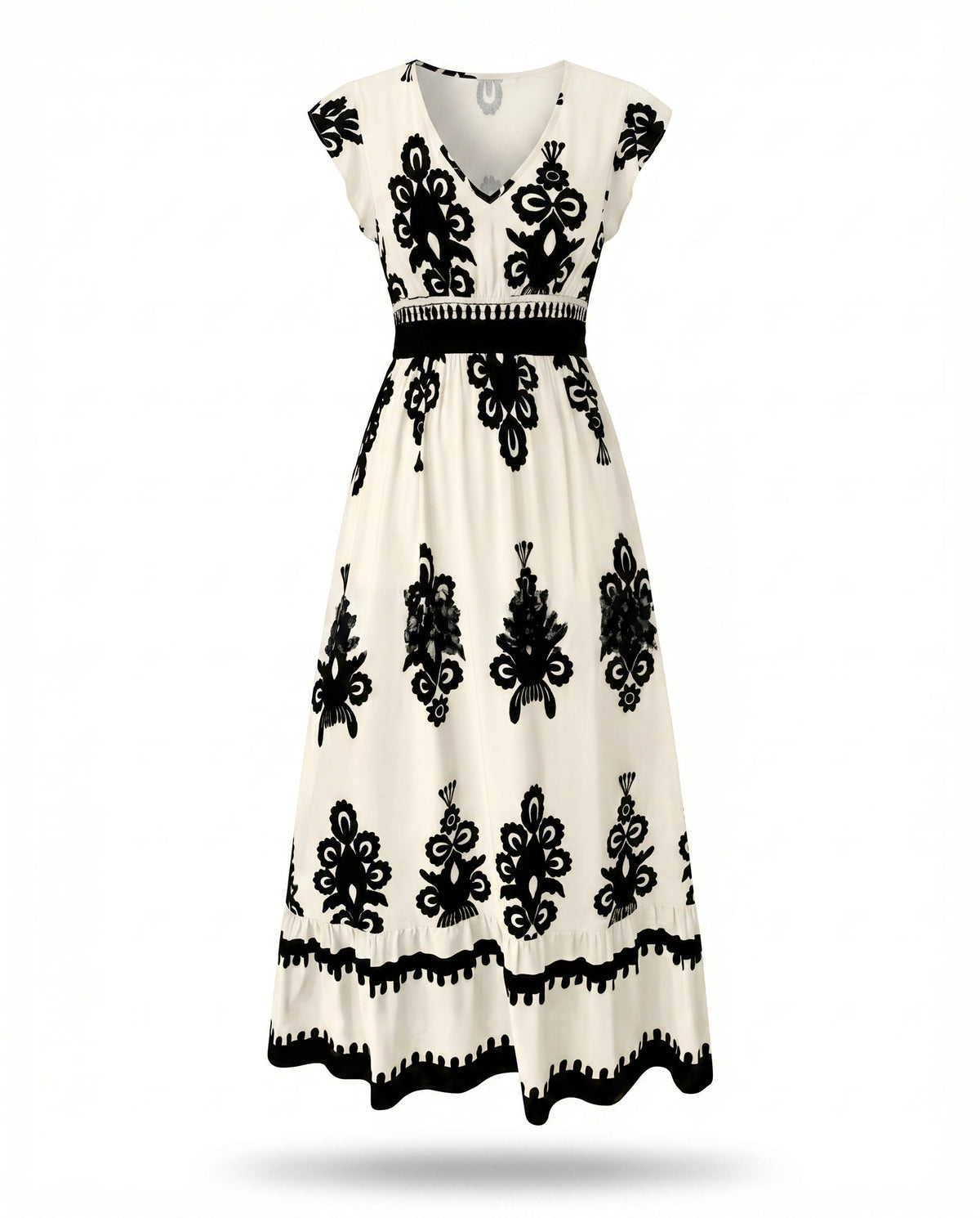 Maxi-jurk met bloemenprint en V-hals