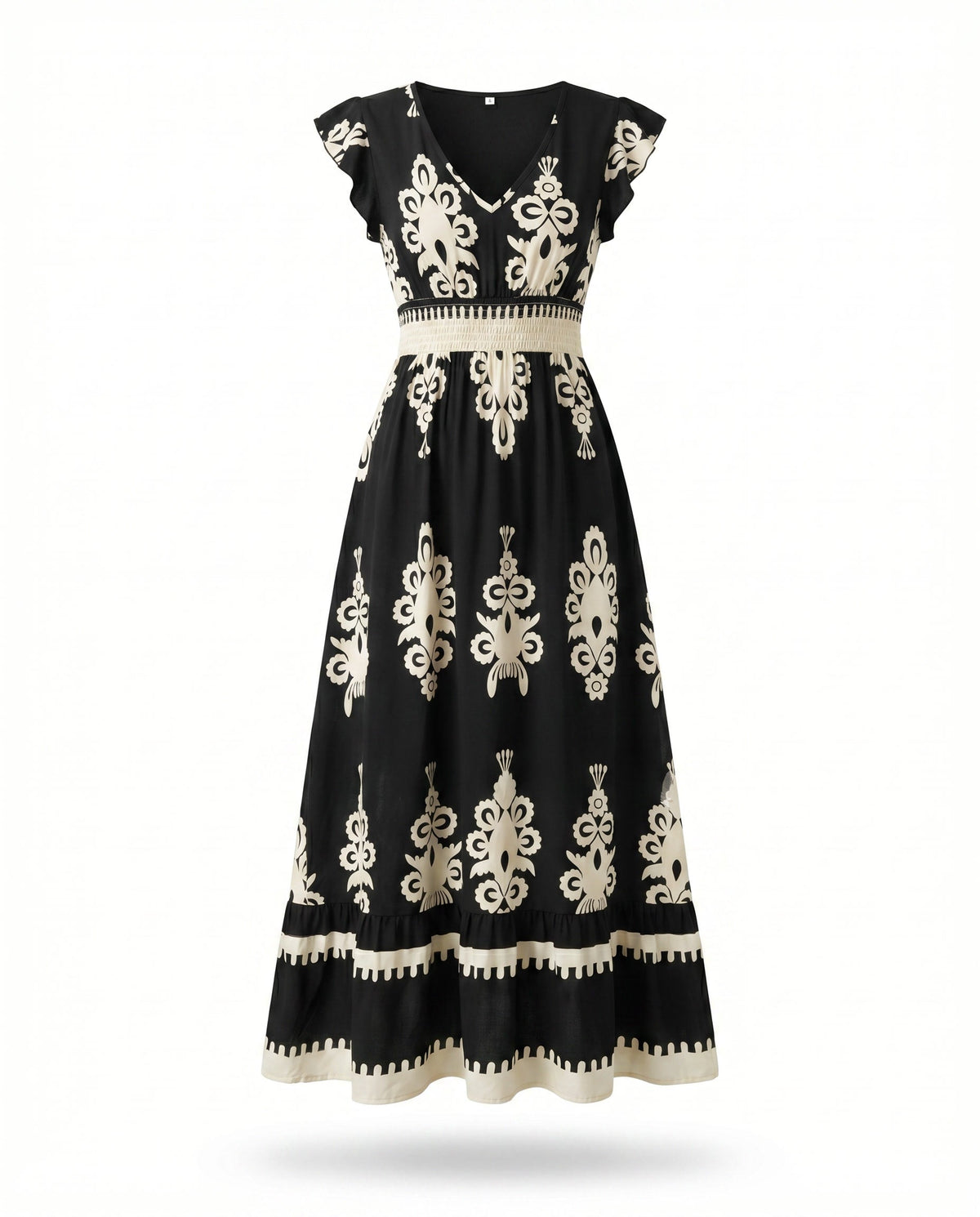 Maxi-jurk met bloemenprint en V-hals