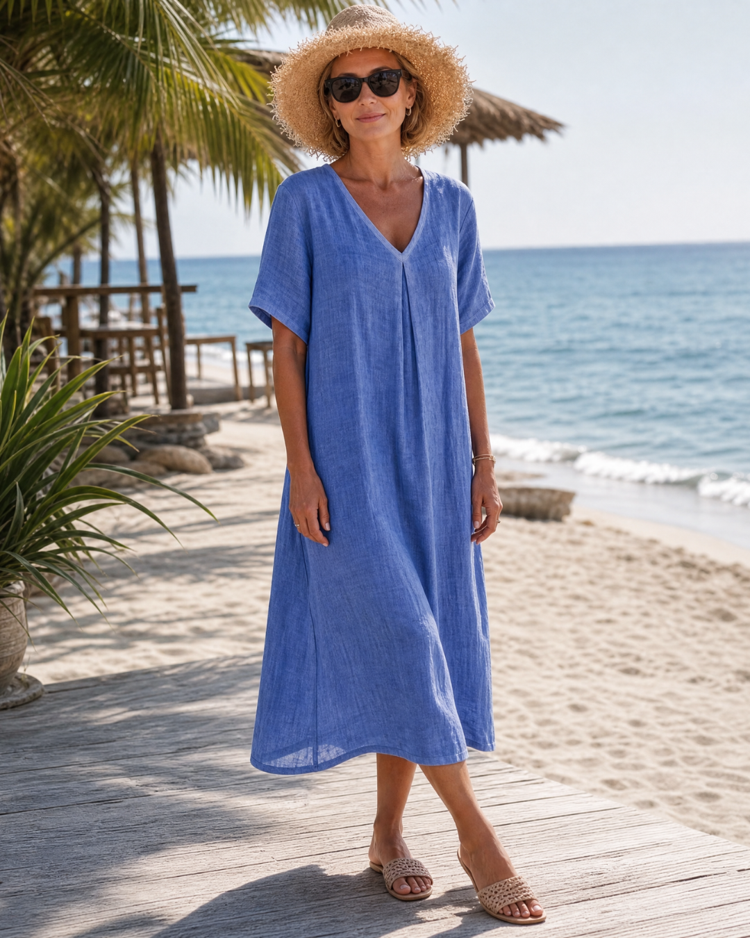 Thamal | Midi-jurk met V-hals