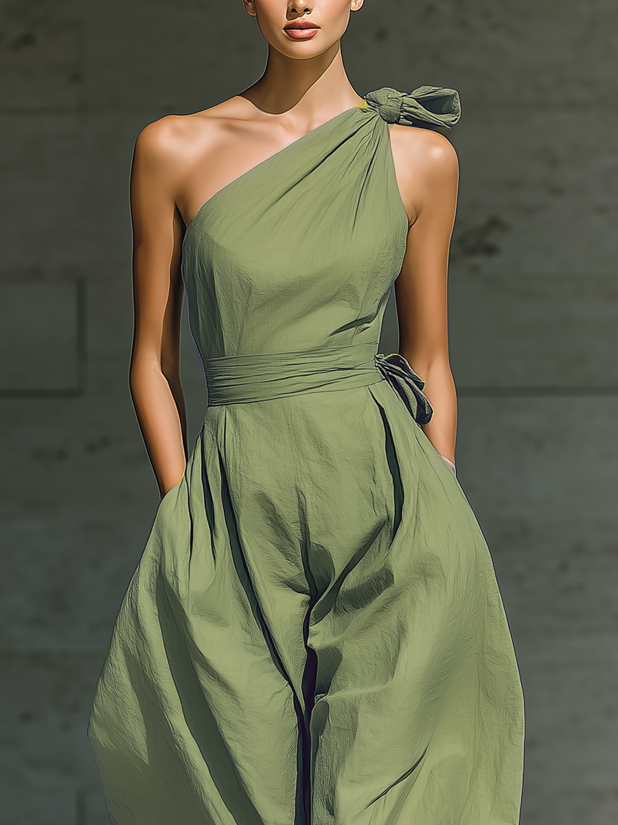 Léa | Jumpsuit met één schouder en brede pijpen