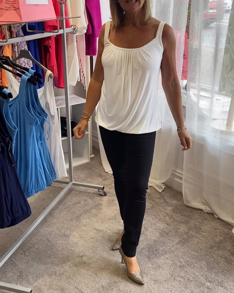 Nanda | Casual mouwloze top met plooi en effen kleur