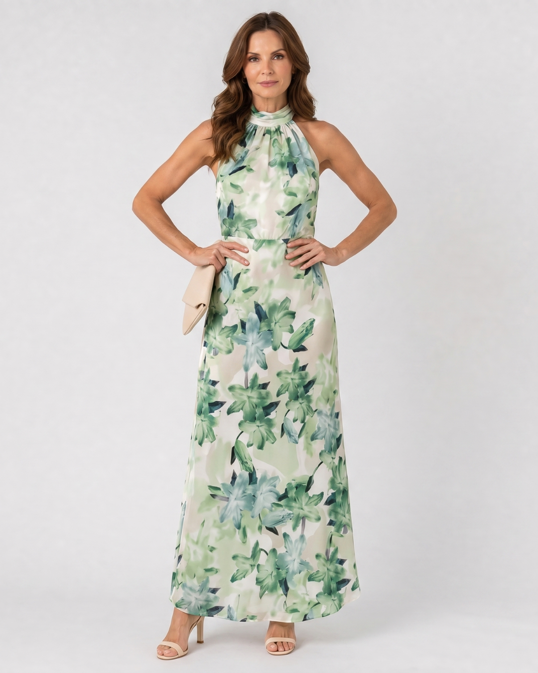 Cekel | Halter midi-jurk met botanische print