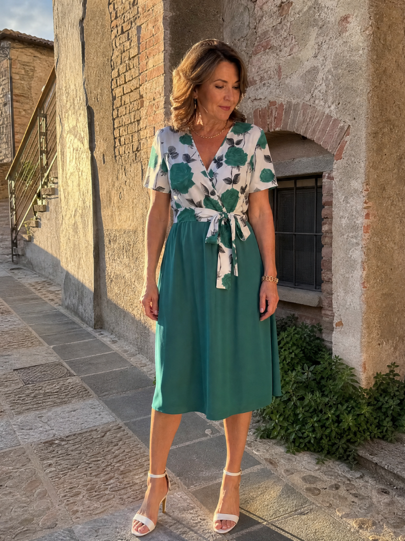 Admen | Midi-jurk met bloemenprint en strikceintuur