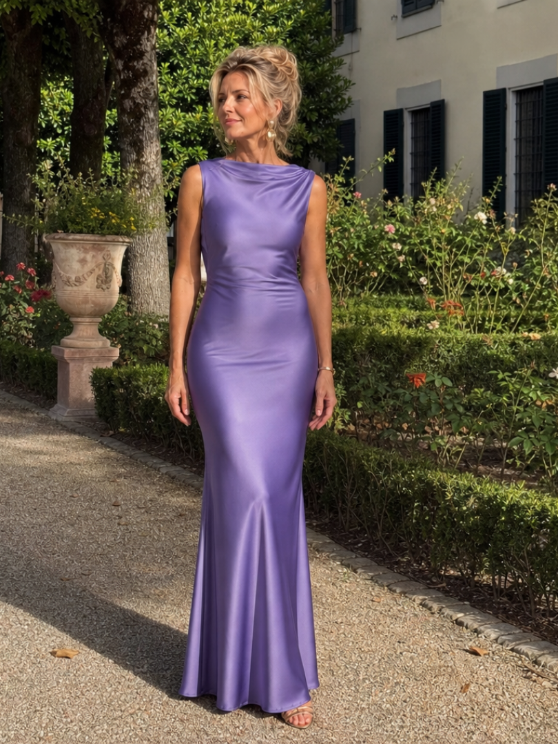 Virella | Mouwloze getailleerde maxi-jurk met boothals