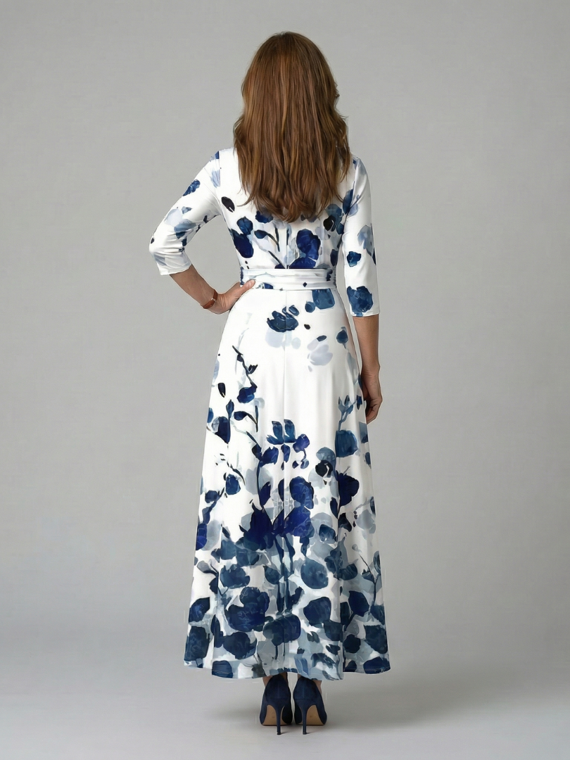 Celine | Midi-jurk met gekruiste wikkelhals