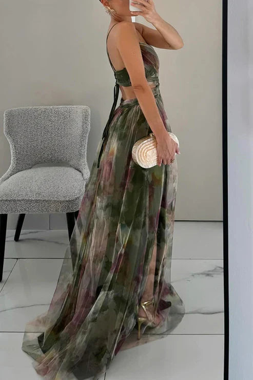 Mouwloze maxi-jurk met V-hals