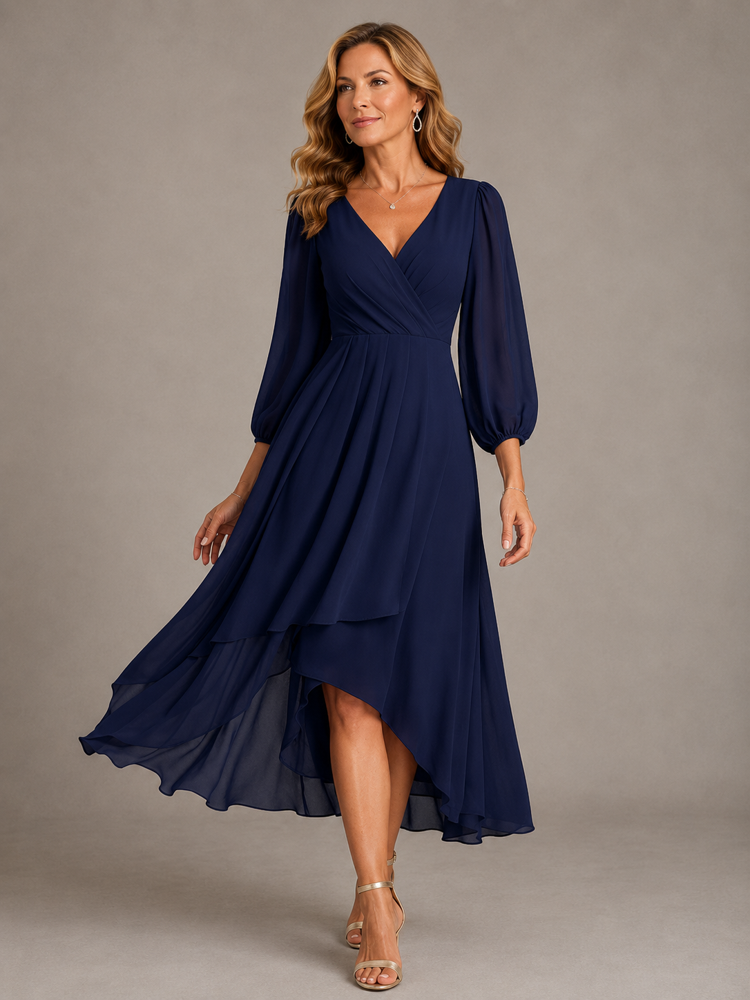 Mia | Elegante lange jurk met V-hals