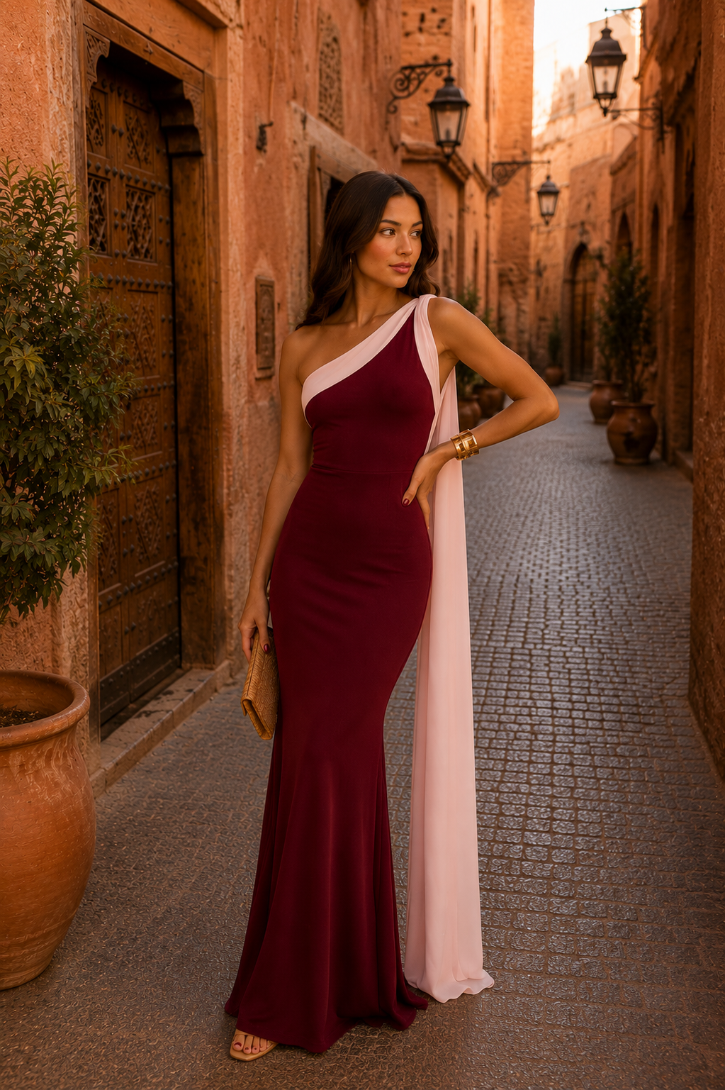 Vivian | Jurk in bordeaux