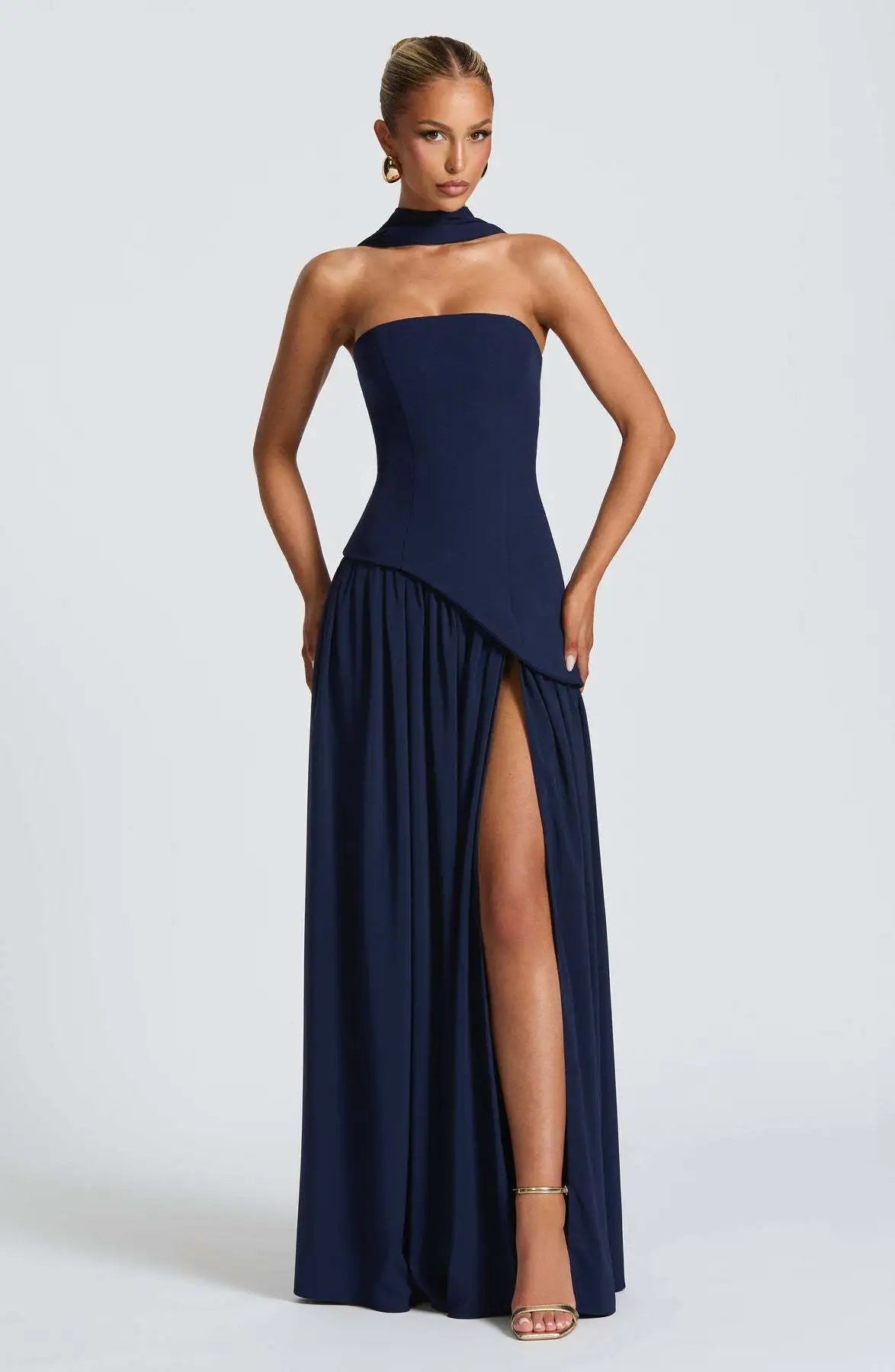 Cross Back | Bodycon maxi-jurk met open rug en split