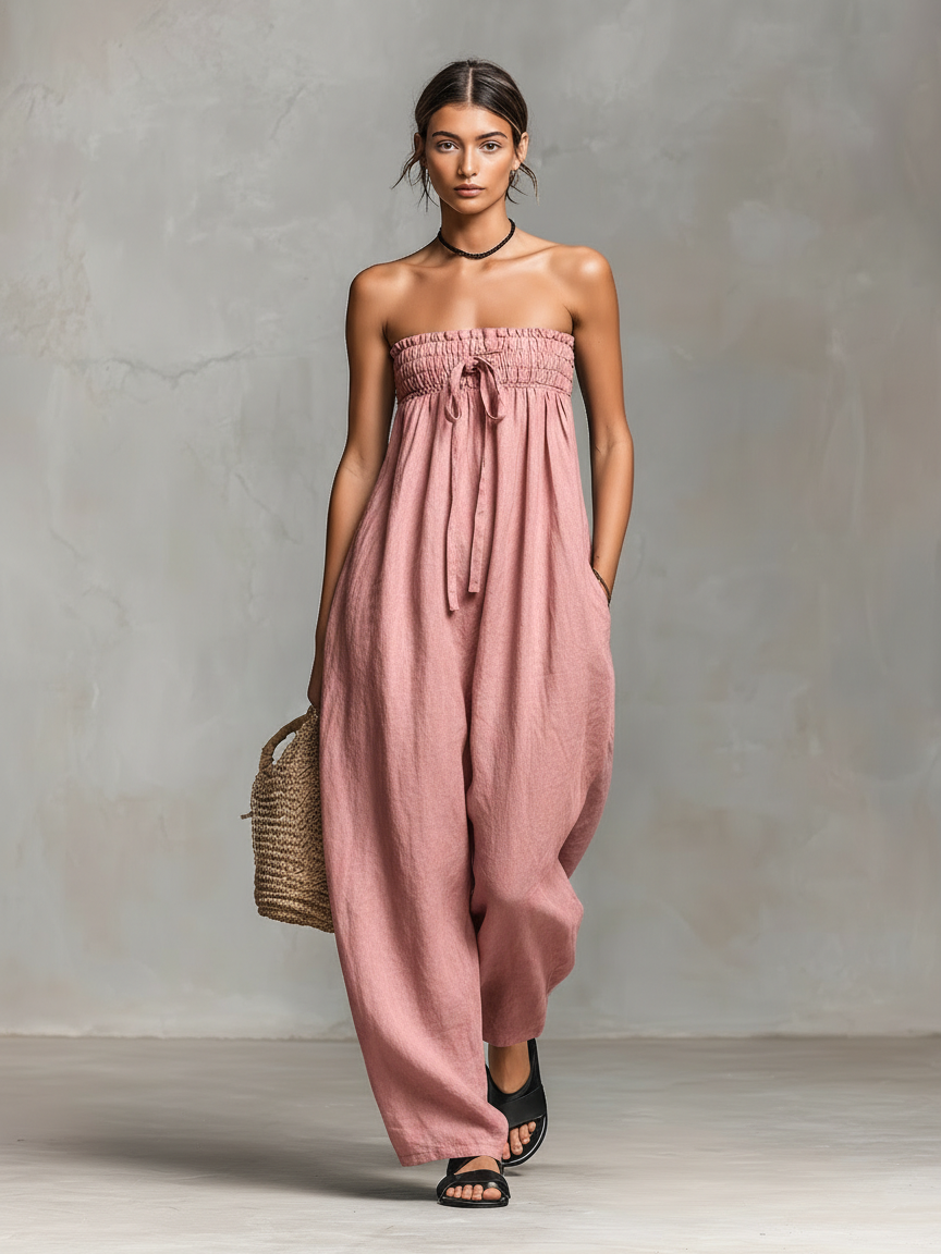 Fleur | Mouwloze jumpsuit met strikceintuur