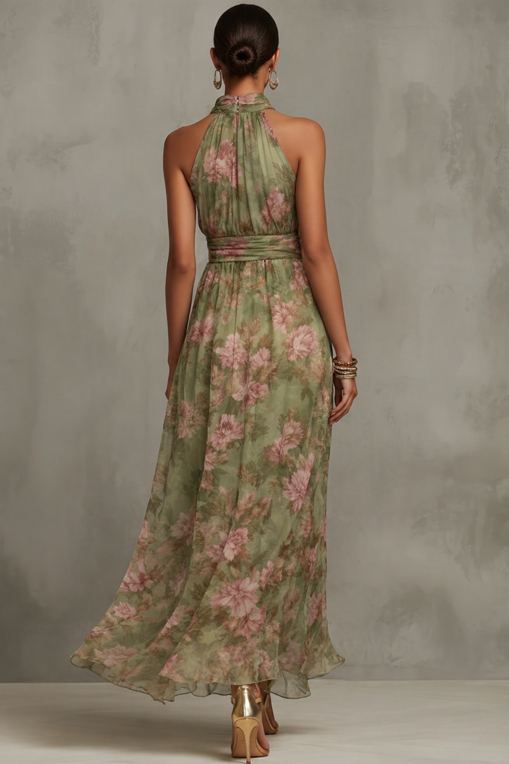 Florine™ | Groene Maxi Jurk met Bloemenprint