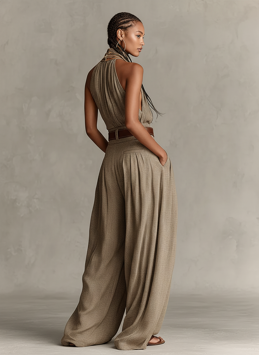 Lucie | Jumpsuit met halternek en wijde pijpen