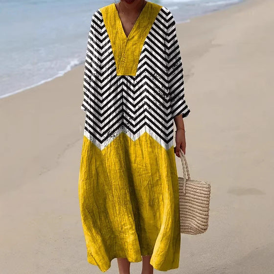 Yasmina | Zigzag Contrasterende Jurk
