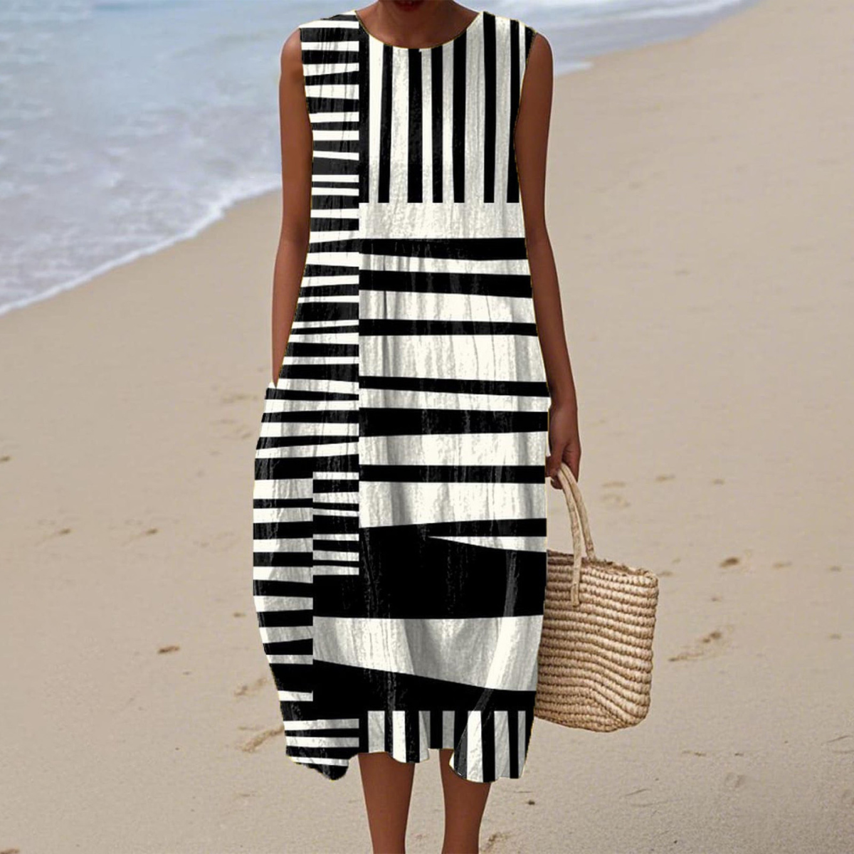 Nerida™ | Abstract Gestreepte Zomerjurk