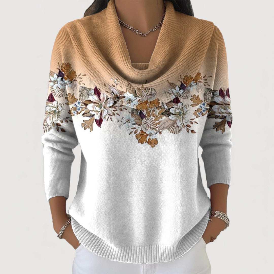 Alora | Bloemen trui met zachte kraag