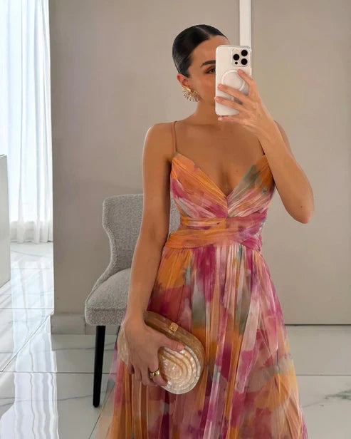 Mouwloze maxi-jurk met V-hals