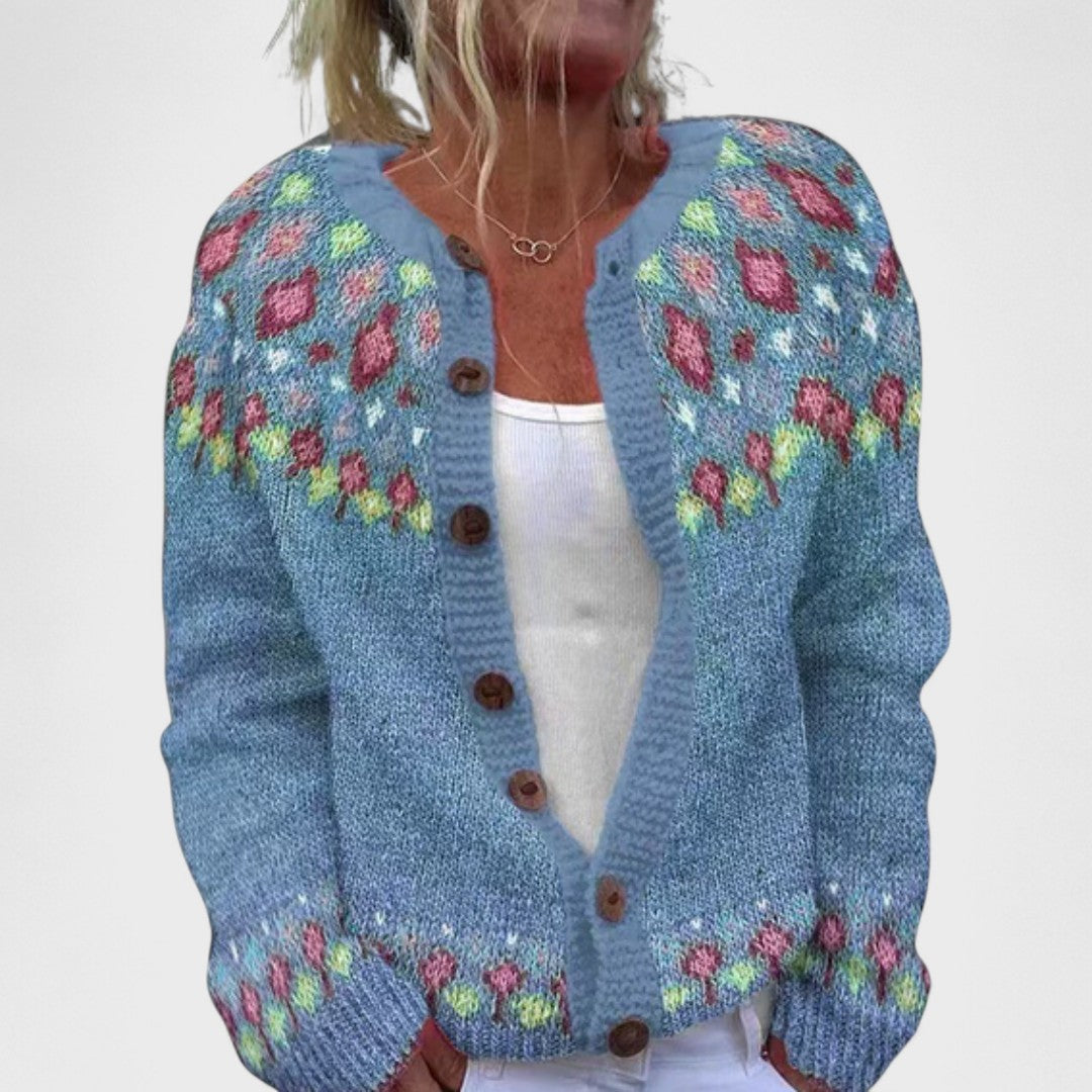 Lianne Azzurro Polvere – Chic cardigan met een losse pasvorm