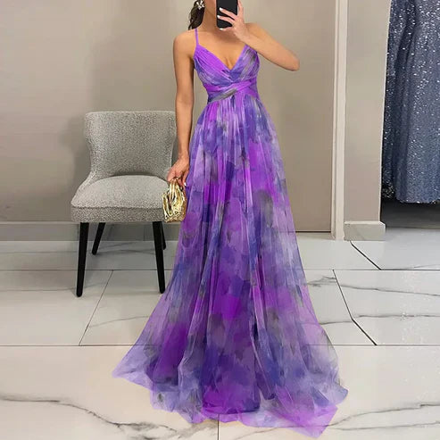 Mouwloze maxi-jurk met V-hals