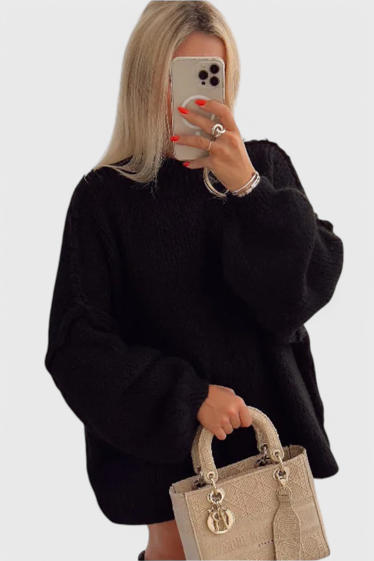 Cassia | Oversized Trui van Gebreid Materiaal met Ballonmouwen