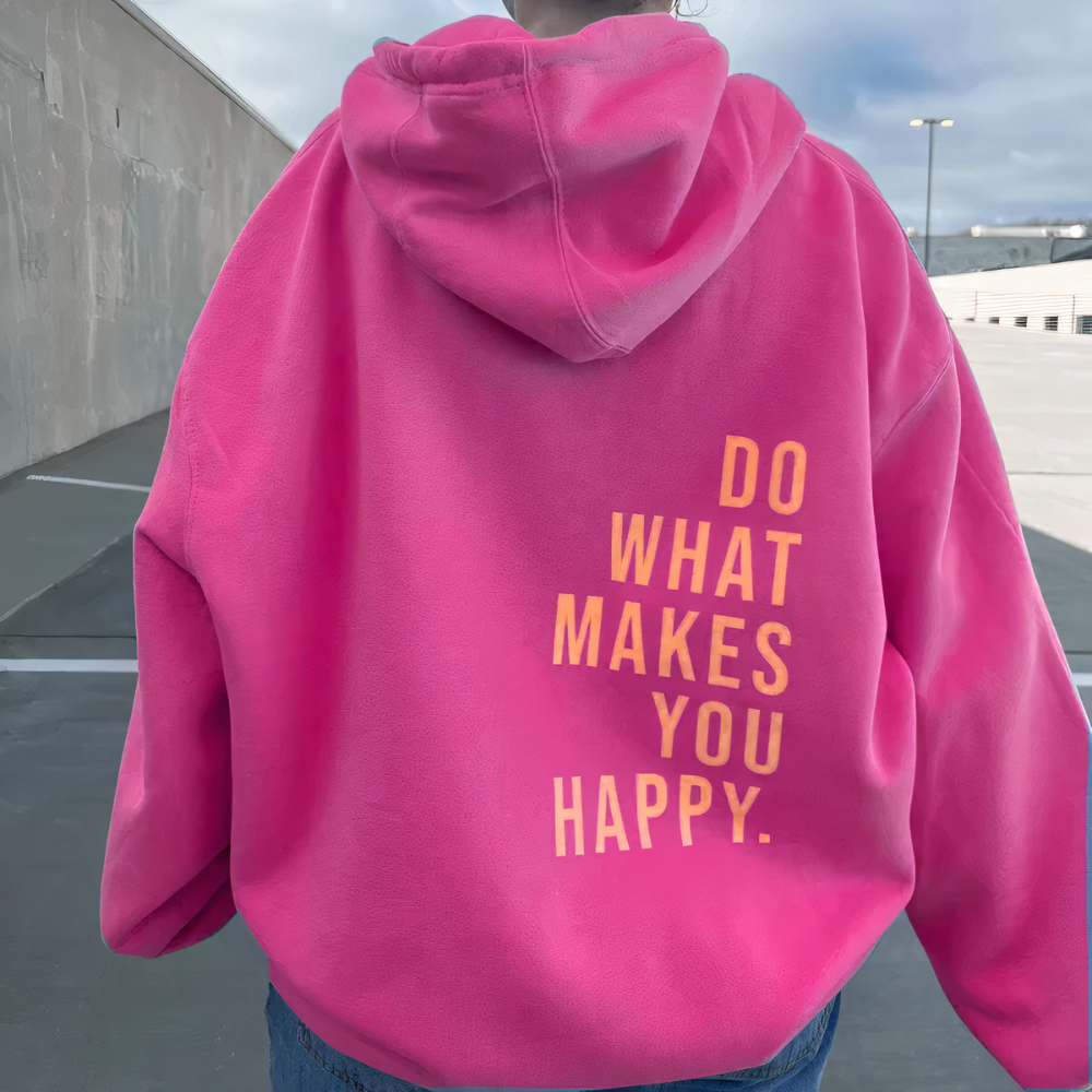 Doe Wat Je Gelukkig Maakt - Letterprint - Casual Trui met Capuchon